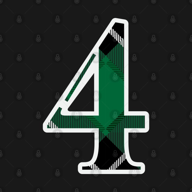 4 Sports Jersey Number Green Black Flannel by Design_Lawrence