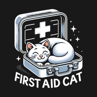 First Aid Cat Pun Nurse Doctor Healthcare Novelty Funny Cat T-Shirt