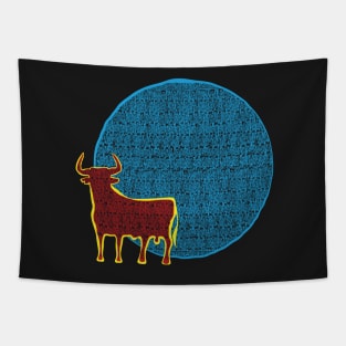 Polynesian Red Bull Blue Moon Tapestry