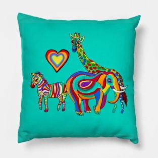 Rainbow Savanna (teal) Pillow