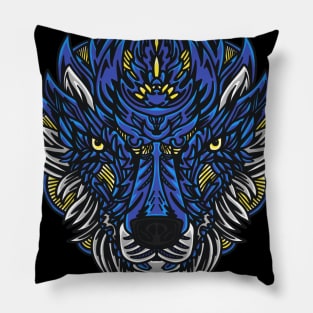 Wolf Head Illustration Pillow