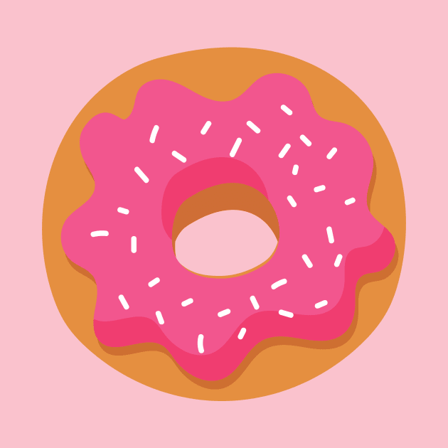 Pink Donut with White Sprinkles by InkyArt