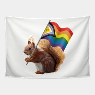 Red Squirrel with Pride Flag Tapestry