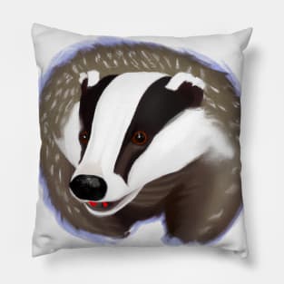 Cute Badger Drawing Pillow