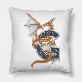 Gold gear dragon Pillow