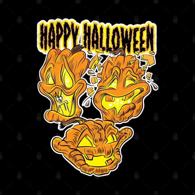 Halloween Pumpkins carved as Jack-O-Lanterns by eShirtLabs