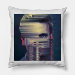 No Face - Creepy Glitch Art Pillow