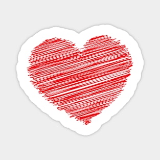 RED HEART SCRIBBLES Pop Art Magnet