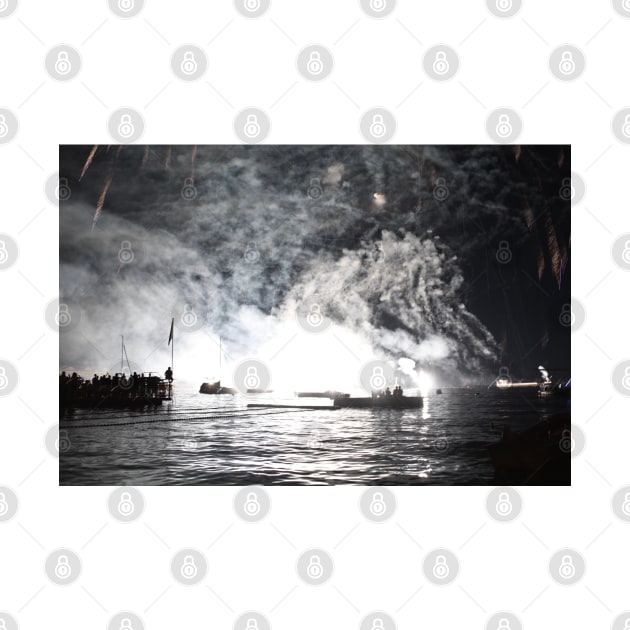 Fireworks B-W Zurich Lake by Wolf Art / Swiss Artwork Photography