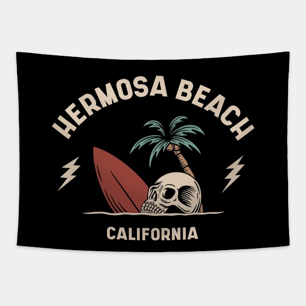 Vintage Surfing Hermosa Beach, Florida Tapestry by SLAG_Creative