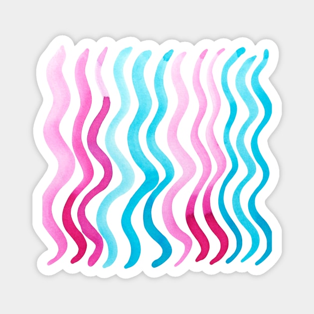 Wavy lines - pink and blue Magnet by wackapacka