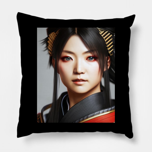 Female Samurai - Realistic Portrait Pillow by MtWoodson