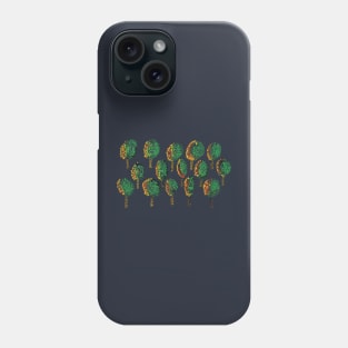 Cross Stitch Trees - Teal background Phone Case