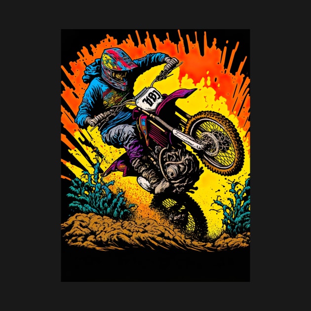 Dirt Bike With Orange Splash by KoolArtDistrict