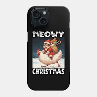 Meowy Christmas - 2, Funny Cute Cat on a Chicken Phone Case
