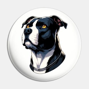 Stunning and Cool American Staffordshire Terrier Monochrome and Gold Portrait for Father's Day Pin