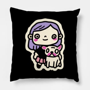 Retro French Bulldog Girl Dog Lover Frenchie Pillow