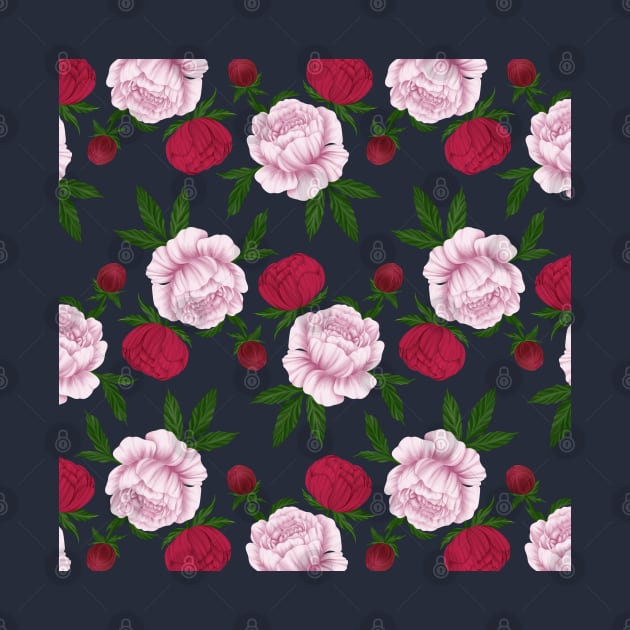 Peonies Colored Pattern by GraphiscbyNel