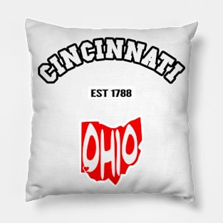 ⚾ Cincinnati Ohio Strong, Red and White Map, Est 1788, City Pride Pillow