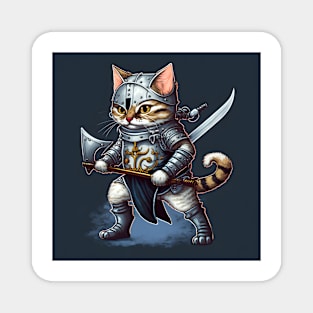 Cute cat in knight armour-Cat with swords-Brave cat-Cats in Medieval times Magnet