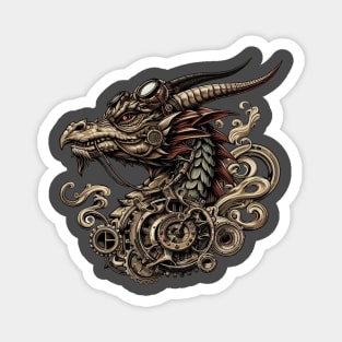 Fierce Steampunk Fantasy Dragon Magnet