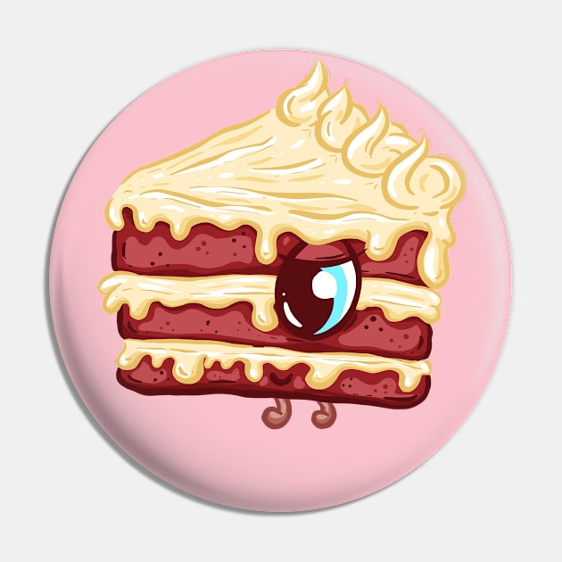 Cute Strawberry Cream Cake Slice Character Pin by Squeeb Creative