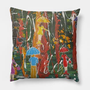 A Splash of Colour in the Rain, Umbrella painting Pillow