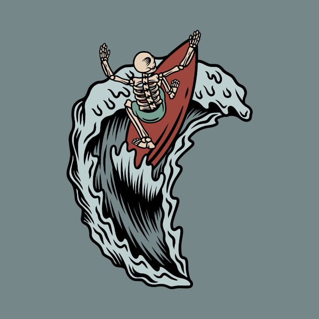 Retro Surfing Skeleton by SLAG_Creative