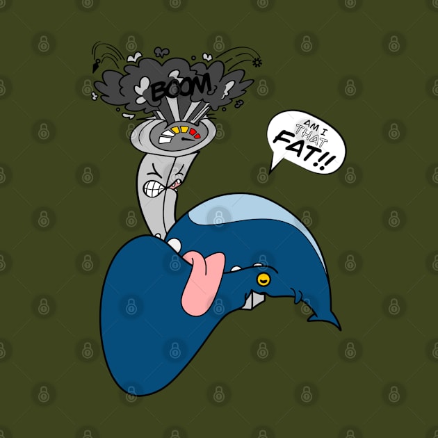 Am I THAT FAT! blue whale funny cartoon by Odd Creatures