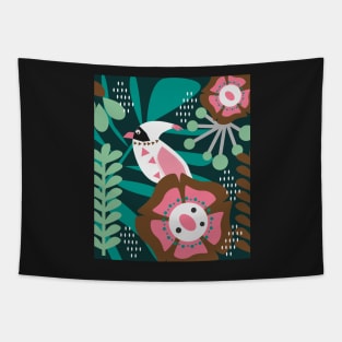 Tropical nocturnal decor with bird Tapestry