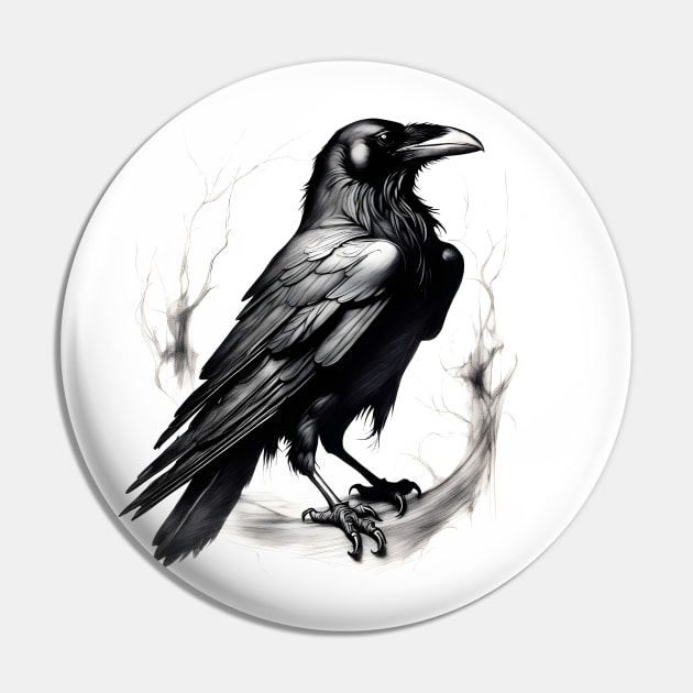 Raven Pin by BloomBeyondShadows