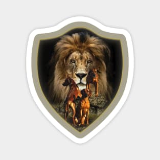 Rhodesian Ridgeback with Lion Magnet