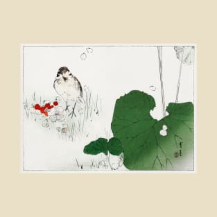 Eurasian tree sparrow illustration by Watanabe Seitei T-Shirt