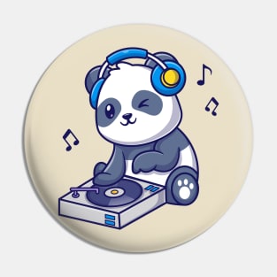 Cute Panda Playing DJ Music Cartoon Pin