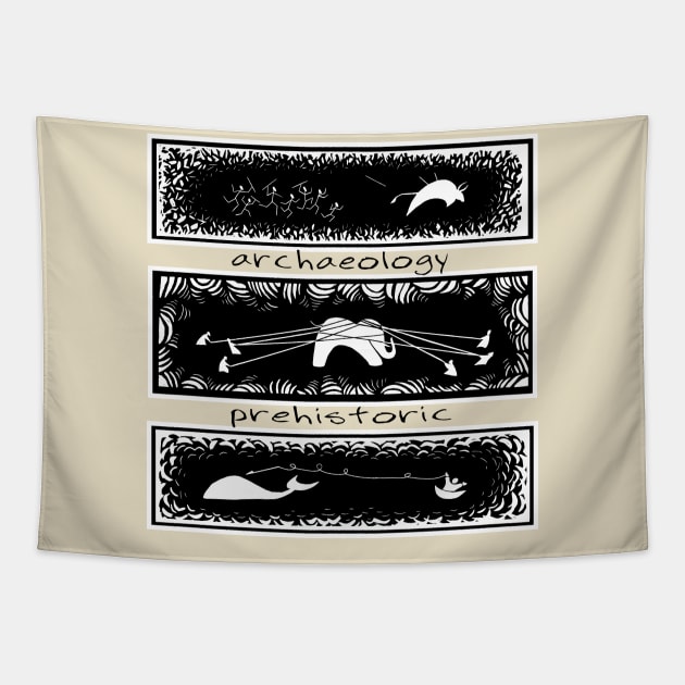 stone age hunting Tapestry by VicaVeresk