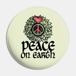 Peace on Earth Love Wreath Pin