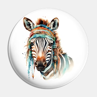 Watercolor Boho Zebra #3 Pin