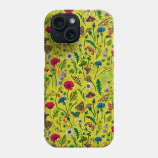 Wild flowers and moths Phone Case