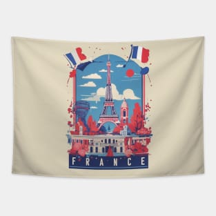 Vintage Travel France Design Tapestry