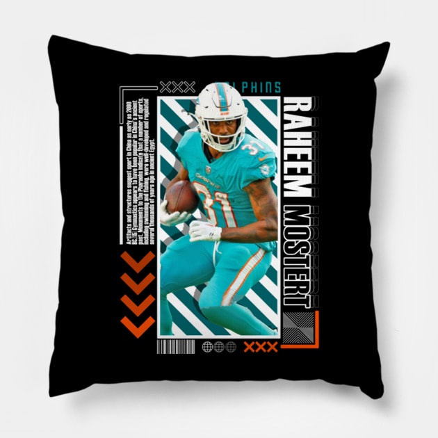 Raheem Mostert Paper Poster Version 10 Pillow by art.Hamdan