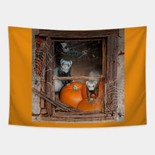 Ferrets Halloween Pumpkin Guard - Ferret art design Tapestry