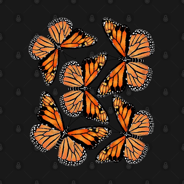 Flock of Monarch butterflies by Slownessi