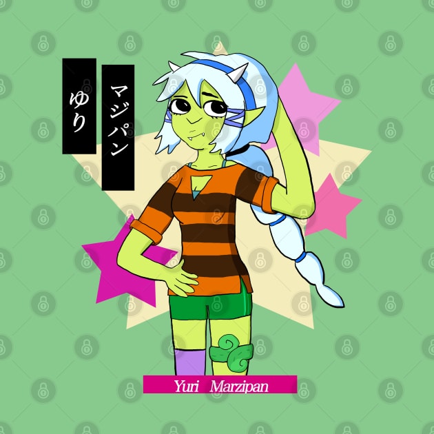 Yuri Marzipan the Oni - Cute Preppy (lime and pale blue) by VixenwithStripes