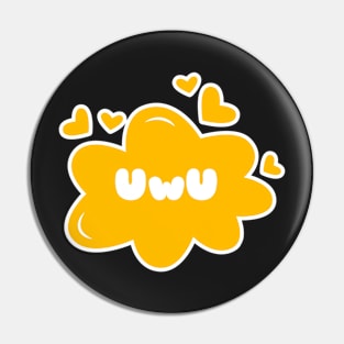 Cute Anime UwU Text Cloud with Hearts Pin