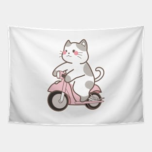 Meao riding motorcycle Tapestry