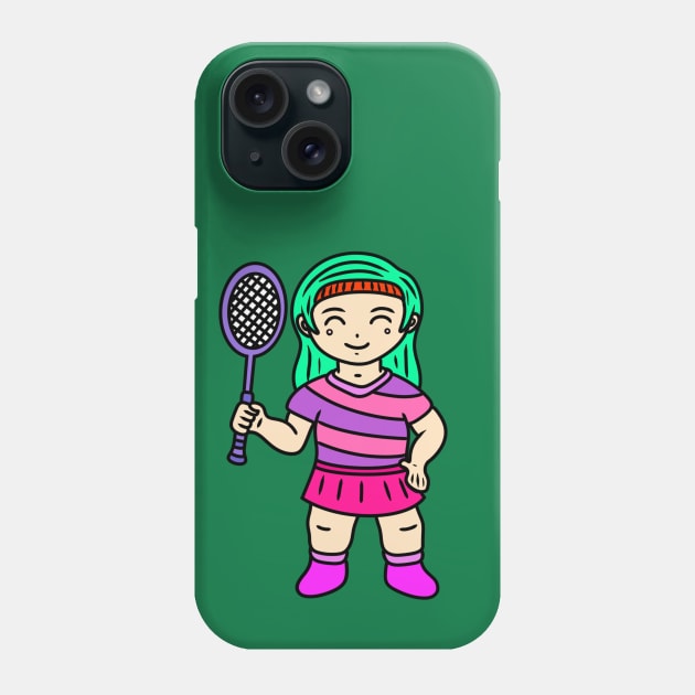 Cute girl badminton player Phone Case by Andrew Hau