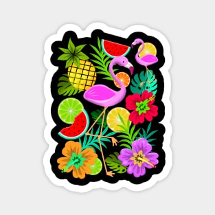 Flamingo, Pineapple, Watermelon Summer Fun Pattern Magnet