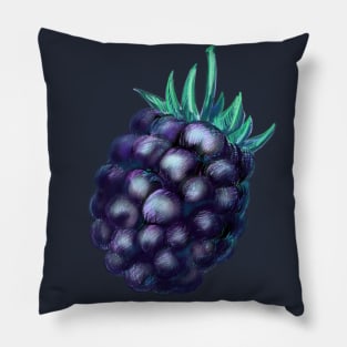 Blackberry Illustration in Colored Pencils Pillow