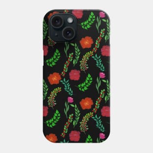 BEAUTIFUL RED PEONY AND POPPY BLOSSOMS WITH PRETTY GREEN LEAVES PATTERN Phone Case