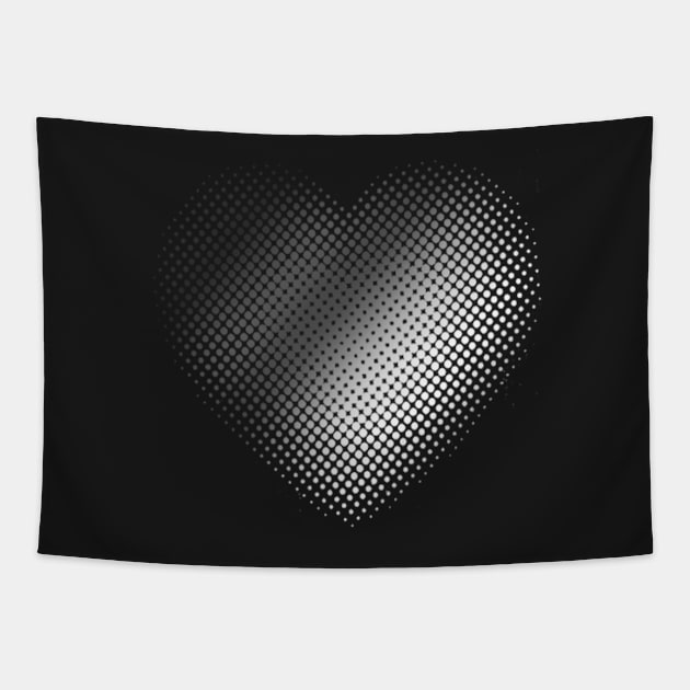 Linear Gradient on Halftone Heart (Black) NOIR Tapestry by jrbactor